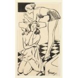 Arthur Ferrier (1891-1973) British, A scene of two woman sharing a bathroom, a spotlight on Sally