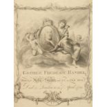 'GEORGE FREDERIC HANDEL', A print celebrating his life, print, 14" x 10".