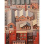 Brenda Johnston (b. 1930) British, Factory Landscape , oil on canvas, signed and inscribed verso,