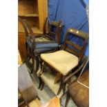 Five 19th century mahogany dining chairs (two with arms).