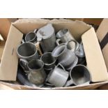 Various pewter tankards etc.