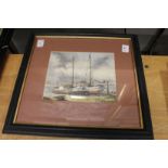 A pair of watercolours depicting sailing ships.