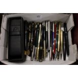 A large quantity of pens.