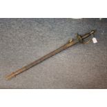 A British Army NCO Spadroon sword 1796 pattern, possibly cut down, the brass guard engraved Sir