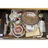 A box of decorative china etc.