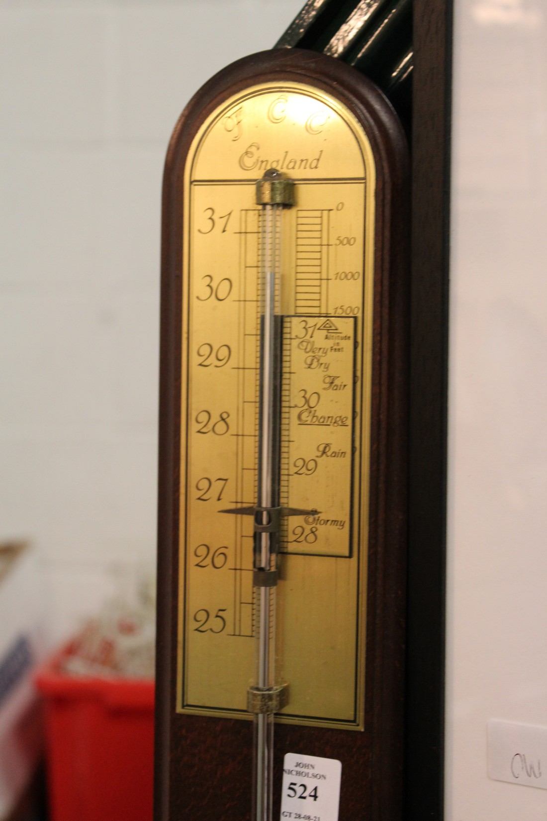 A reproduction stick barometer / thermometer. - Image 2 of 3