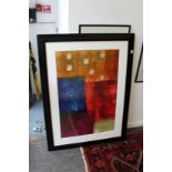 Colourful abstract, framed and glazed.