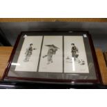 After Mori, a set of three colour prints depicting Japanese figures.