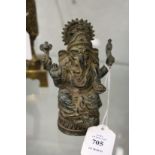 A good bronze figure of Ganesh, green patina, possibly 18th century or earlier.