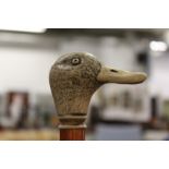 A duck's head walking stick.