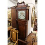 A good 19th century mahogany long case clock with moon phase movement and painted square dial,
