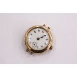 A 9ct gold and enamel ladies' wristwatch (lacking strap).