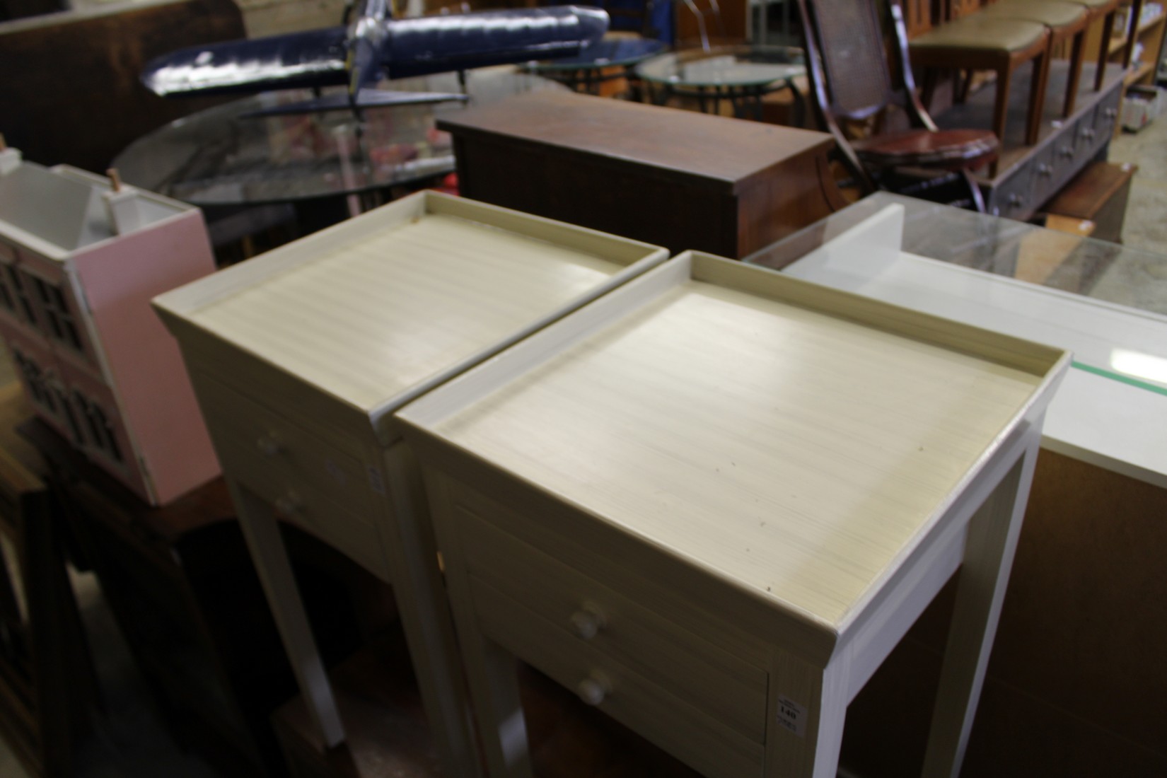 A pair of cream painted bedside tables. - Image 2 of 2