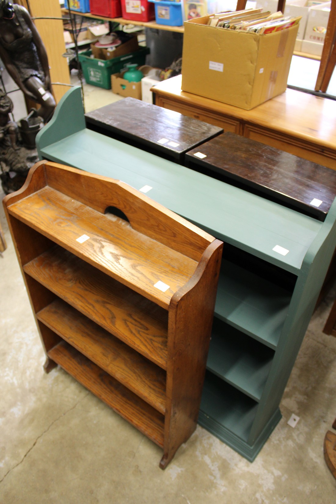 Four various book shelves.