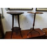 A George III mahogany octagonal tripod table and another table.