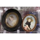 Two oval miniatures of young ladies.
