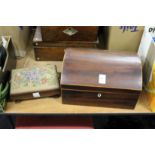 A 19th century mahogany dome top box together with a sewing box.