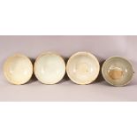 A MIXED LOT OF 4 EARLY CHINESE POTTERY BOWLS - Varying glaze types & sizes -largest from 16.5cm