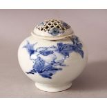 A JAPANESE MEIJI PERIOD HIRADO PORCELAIN BLUE & WHITE KORO & COVER - the body of the koro