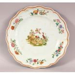 AN 18TH / 19TH CENTURY CHINESE FAMILLE ROSE PORCELAIN PLATE - decorated with scenes of ducks and