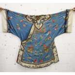 A FINE 19TH CENTURY CHINESE EMBROIDERED SILK COURT ROBE - the gown lined red interior -
