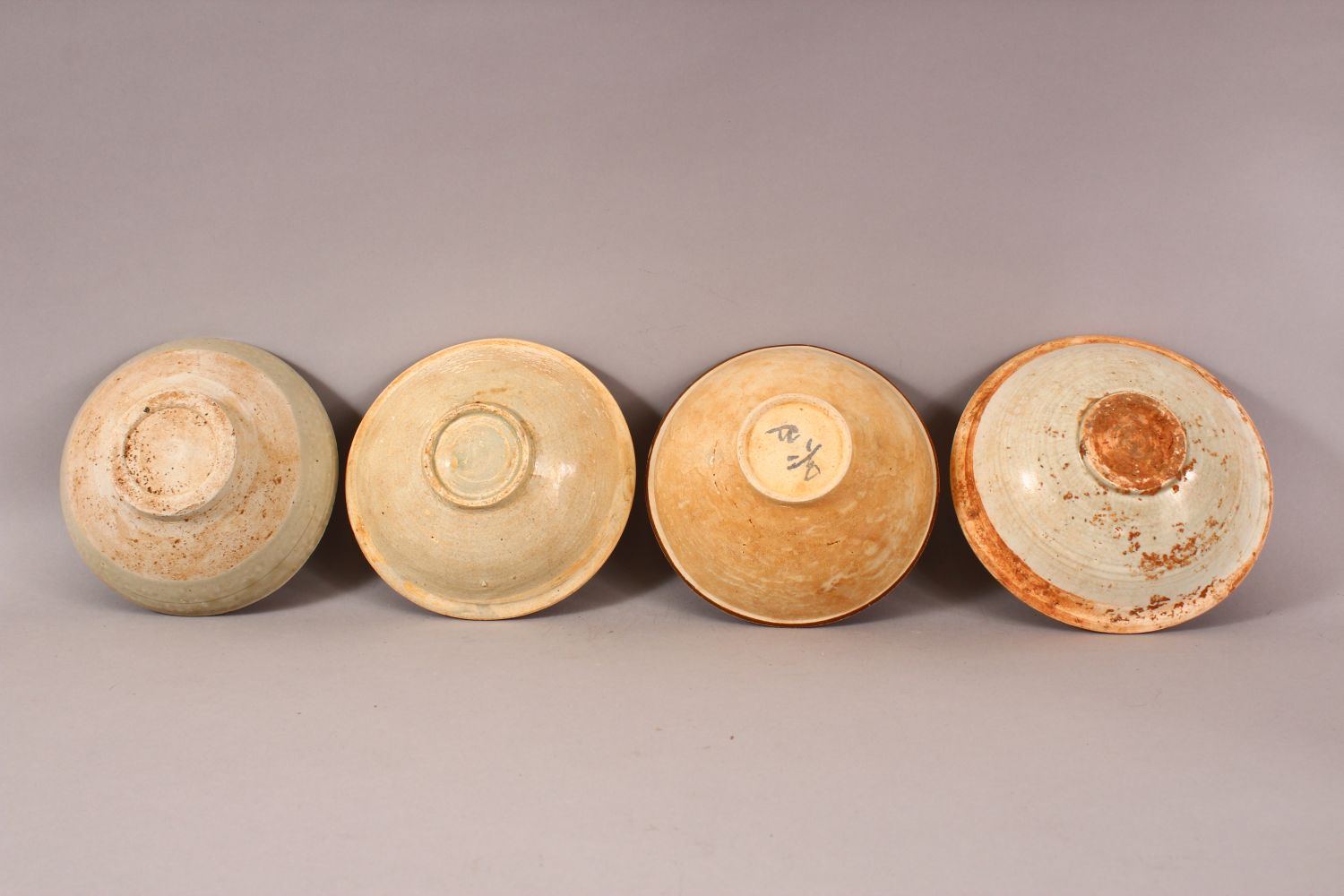 A MIXED LOT OF 4 EARLY CHINESE POTTERY BOWLS - Varying glaze types & sizes -largest from 16cm - Image 2 of 2