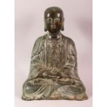 A CHINESE SEATED BRONZE FIGURE OF BUDDHA, 25CM HIGH