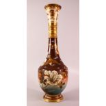 A LARGE JAPANESE MEIJI PERIOD MORIAGE SATSUMA VASE - the large long necked vase decorated with