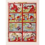 A JAPANESE MEIJI PERIOD WOOD BLOCK PRINT - COMICAL ANIMATION SERIES - depicting a Japanese comic