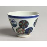 A SMALL CHINESE PORCELAIN RICE BOWL 2.75ins diameter.