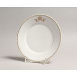 A PLATE FROM A DINNER SERVICE belonging to the Governor of German East Africa, captured on Sept.