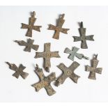 TEN SMALL ROMAN IRON CROSSES 1.25ins