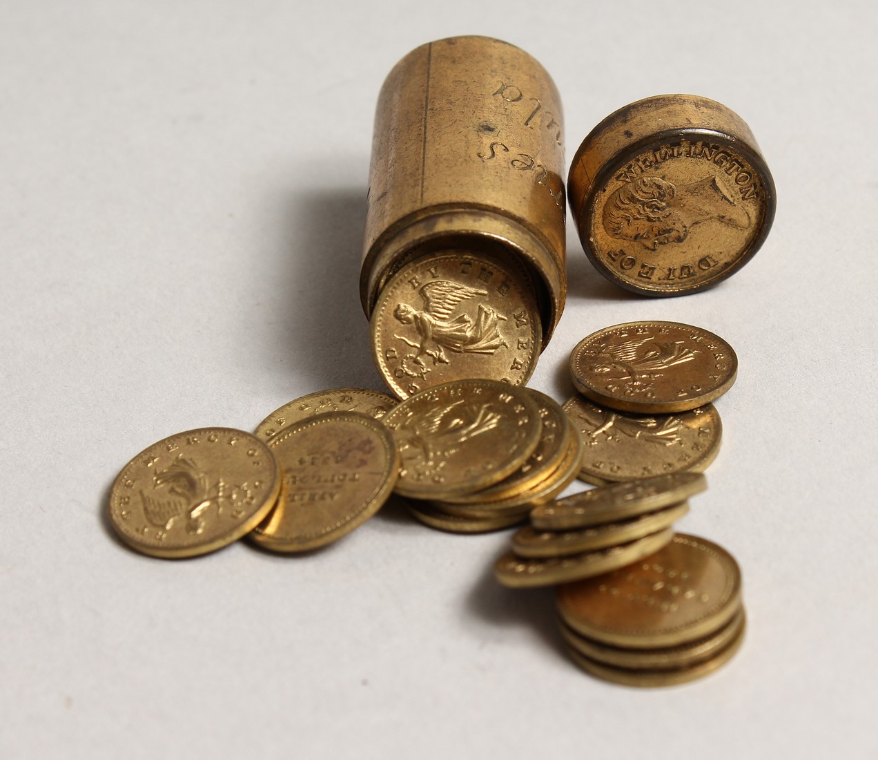 A SMALL TUBE OF COINS, BRITISH VICTORIUS PENINSULAR