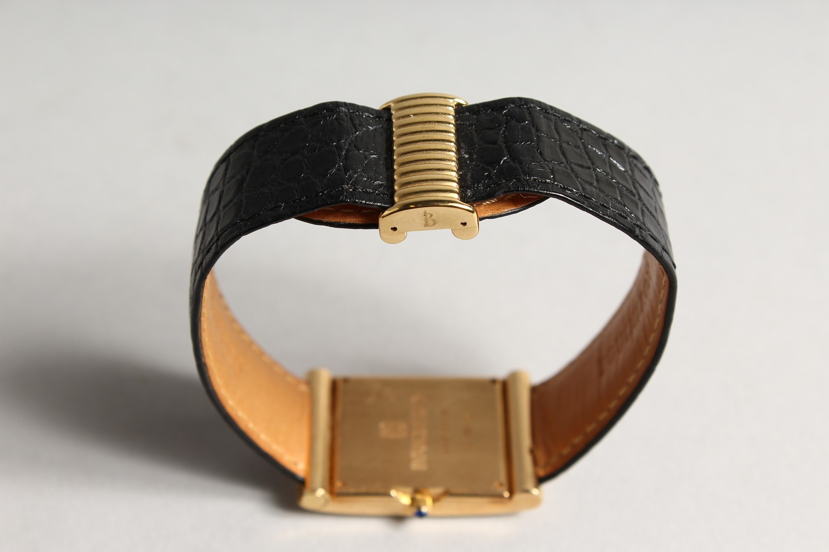 A LADIES VERY GOOD BOUCHERON 18CT GOLD WRISTWATCH with leather strap, No. A A /03136 - Image 5 of 6