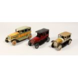 THREE EARLY TIN PLATE CARS