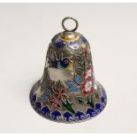 A SILVER AND ENAMEL BELL 3.5ins