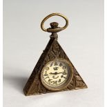 A TRIANGULAR MASONIC TRAVELLING WATCH 2ins