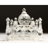 A CUT GLASS MODEL OF THE BLUE MOSQUE 4.25ins