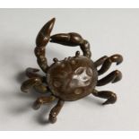 A SMALL JAPANESE BRONZE CRAB 2ins long