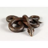 A SMALL WROUGHT IRON MODEL OF A SNAKE. 3ins wide.