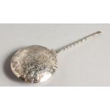 A DUTCH SILVER WARMING PAN 5ins long