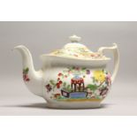 A POTTERY TEAPOT painted in the Oriental syle. 10ins high