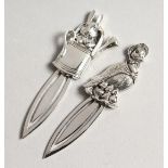 TWO SILVER BEATRIX POTTER BOOK MARKS
