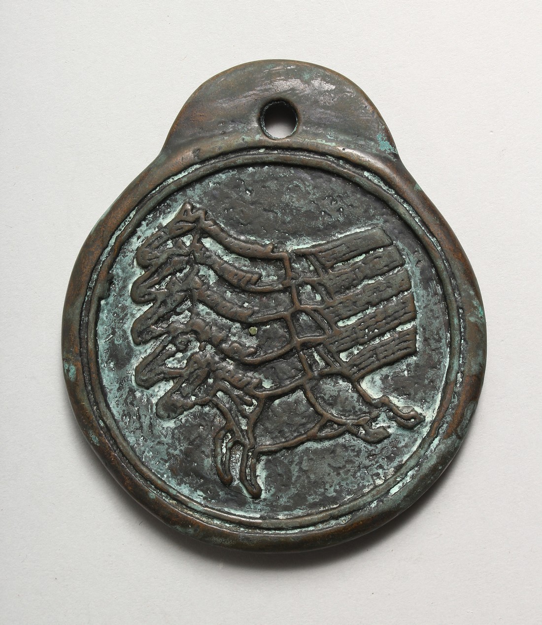 A HEAVY CHINESE BRONZE MEDALLION 4.5ins