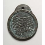 A HEAVY CHINESE BRONZE MEDALLION 4.5ins
