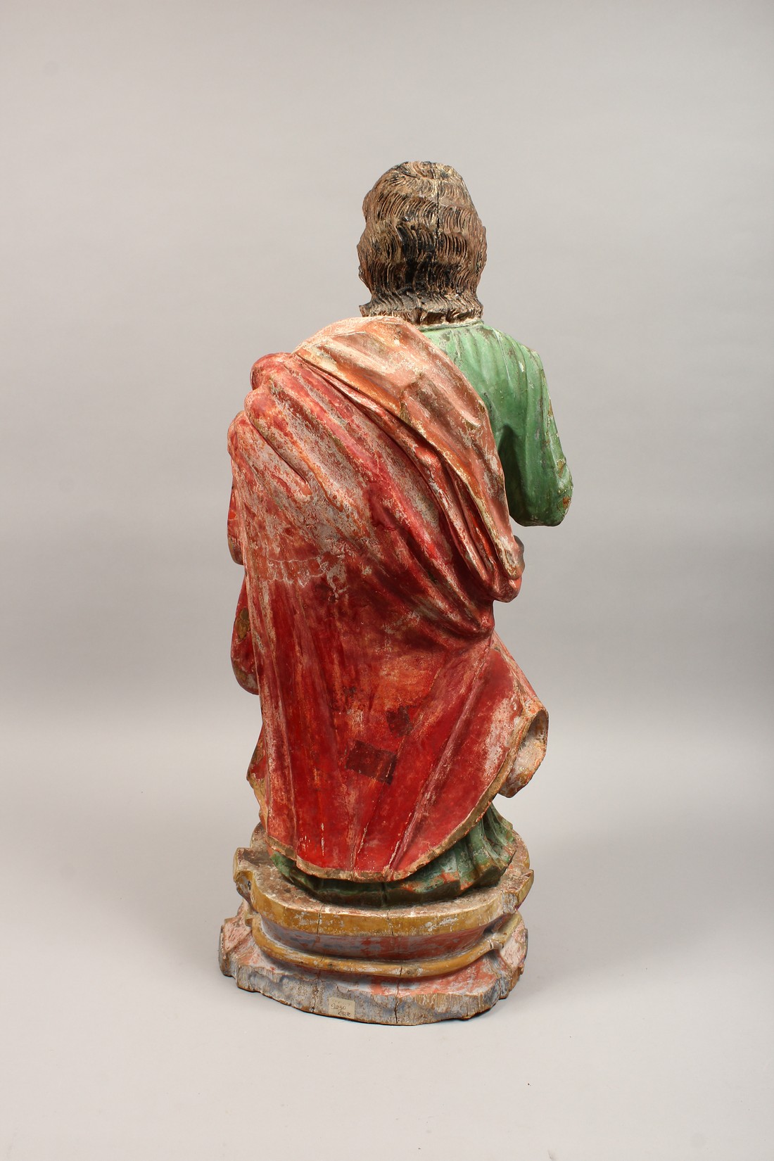 A 17TH - 18TH CENTURY CARVED WOOD FIGURE OF JOSEPH 29ins high. - Image 4 of 5