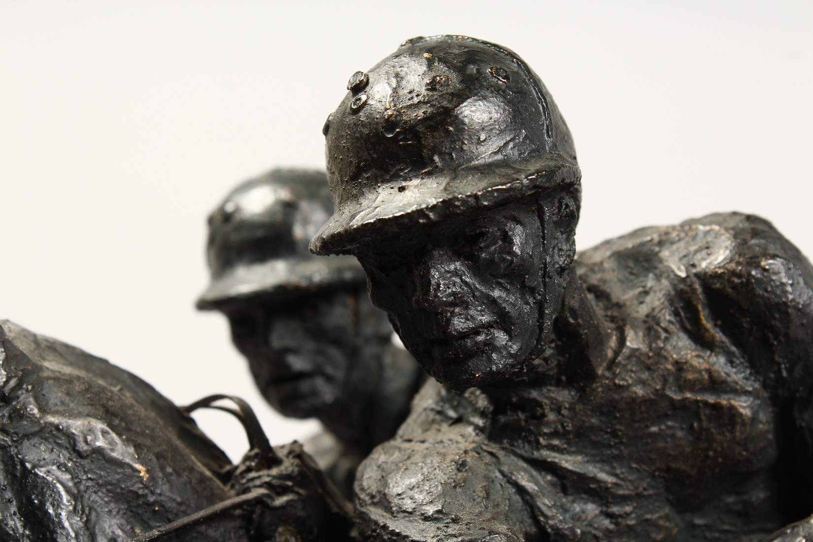 A BRONZE RESIN GROUP,two polo players on horse back in action 14ins high - Image 3 of 4