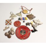 VARIOUS FRENCH BADGES, BUTTONS, DOG TAG ETC..
