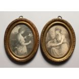 A PAIR OF GEORGIAN OVAL GILT FRAMED PORTRAITS OF YOUNG LADIES