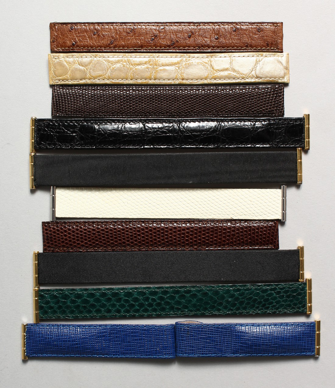 TEN VARIOUS BOUCHEROS COLUMN LEATHER STRAPS